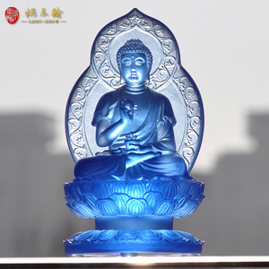 佛相摆设佛堂结缘客厅桌面装饰品 高档琉璃药师佛像摆件 炳辰翰