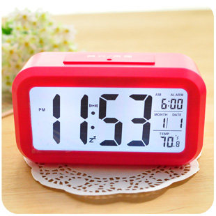 默默爱创意韩国床头夜光小闹钟智能电子钟静音聪明钟学生懒人闹表