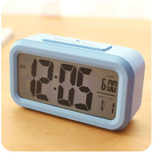 默默爱创意韩国床头夜光小闹钟智能电子钟静音聪明钟学生懒人闹表