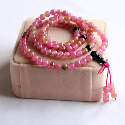 西瓜玉髓108颗佛珠手链 旺夫转运石 女