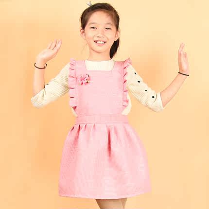 每时美家 韩版加厚可爱蝴蝶结儿童围裙 吃饭防污防油画画衣罩衣