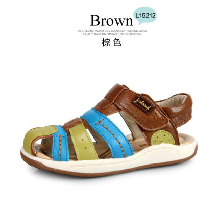 Kaba Ци 2015 летних новых детская обувь, кожаные сандалии Баотоу мальчик сандалии корейских приливных Супер