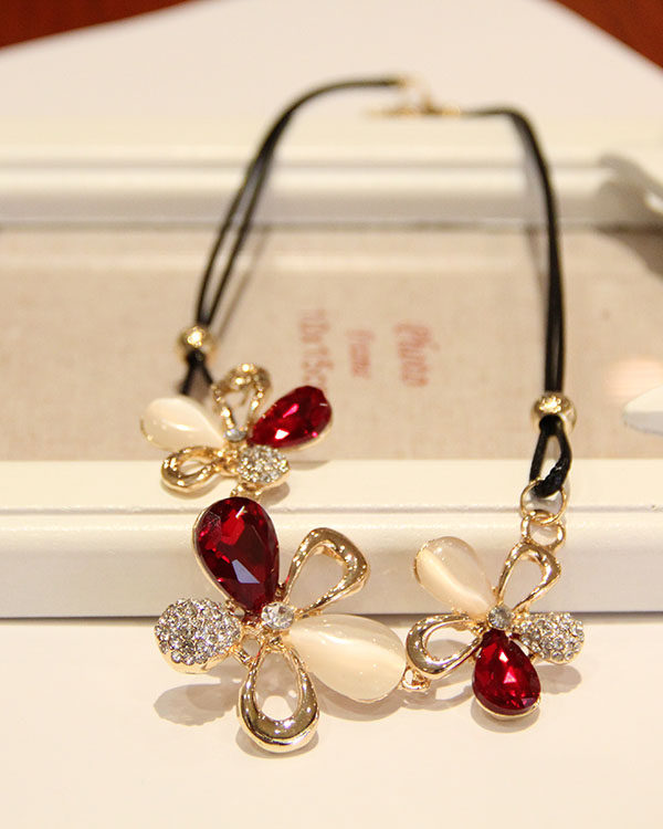 高档浪漫花朵猫眼石夸张韩国韩版配饰装饰饰品首饰短款锁骨项链女