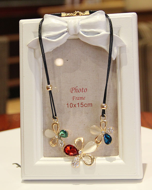 高档浪漫花朵猫眼石夸张韩国韩版配饰装饰饰品首饰短款锁骨项链女