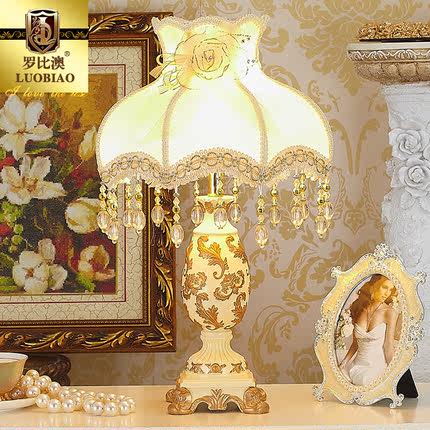 欧式台灯床头台灯卧室奢华复古蕾丝田园台灯公主客厅温馨婚庆结婚