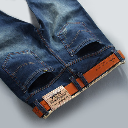 USIGSX春夏款男式牛仔裤男装韩版中腰直筒修身潮青少年长裤子