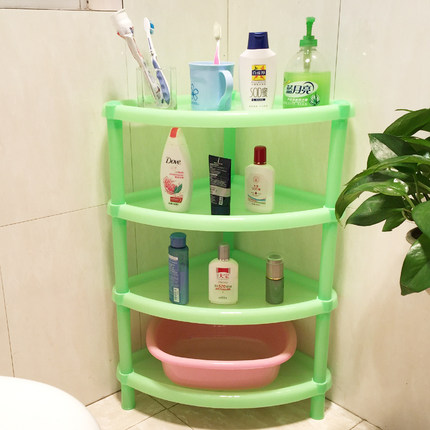 百邦居置物架宿舍神器塑料浴室厨房脸盆架四层三脚架整理收纳角架