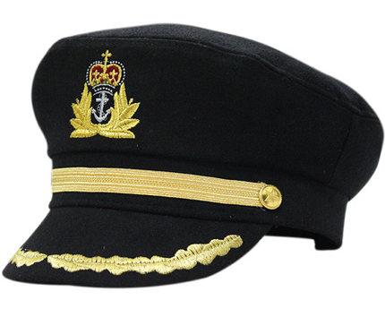择信麦穗刺绣船长帽男女秋冬毛呢复古海军帽英伦帽可调保暖平顶帽