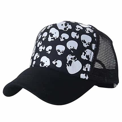 择信韩版时尚潮人网帽骷髅头涂鸦货车帽春季夏天男女通用夏凉帽子