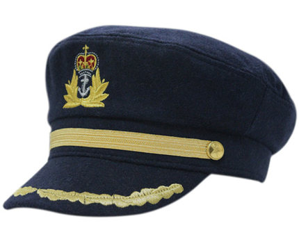 择信麦穗刺绣船长帽男女秋冬毛呢复古海军帽英伦帽可调保暖平顶帽