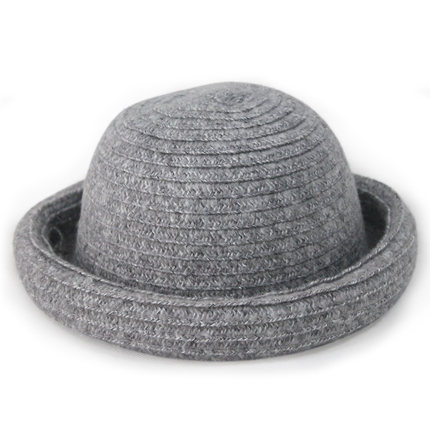 择信时尚韩版秋冬保暖卷边毛线礼帽英伦风爵士帽户外休闲小圆帽