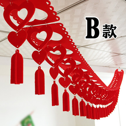 3米超长加厚绒布 喜字拉花 无纺布婚房装饰 中式拉花 结婚用品