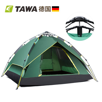 标题优化:德国TAWA帐篷户外双人双层3-4人装备防雨家庭野营全自动帐篷套装