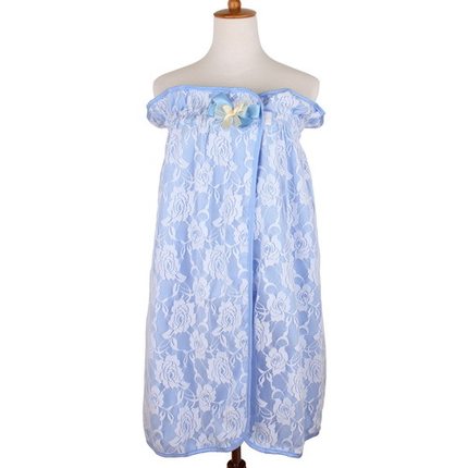 每时美家 时尚全棉薄款性感蕾丝抹胸浴裙 可爱蝴蝶结浴衣浴裙女