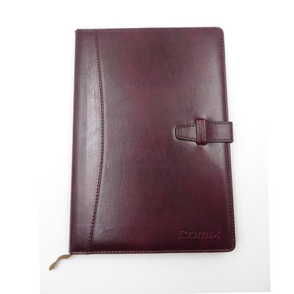 齐心C5807 皮面会议记录本 商务笔记本18K 114页记事本子带皮扣