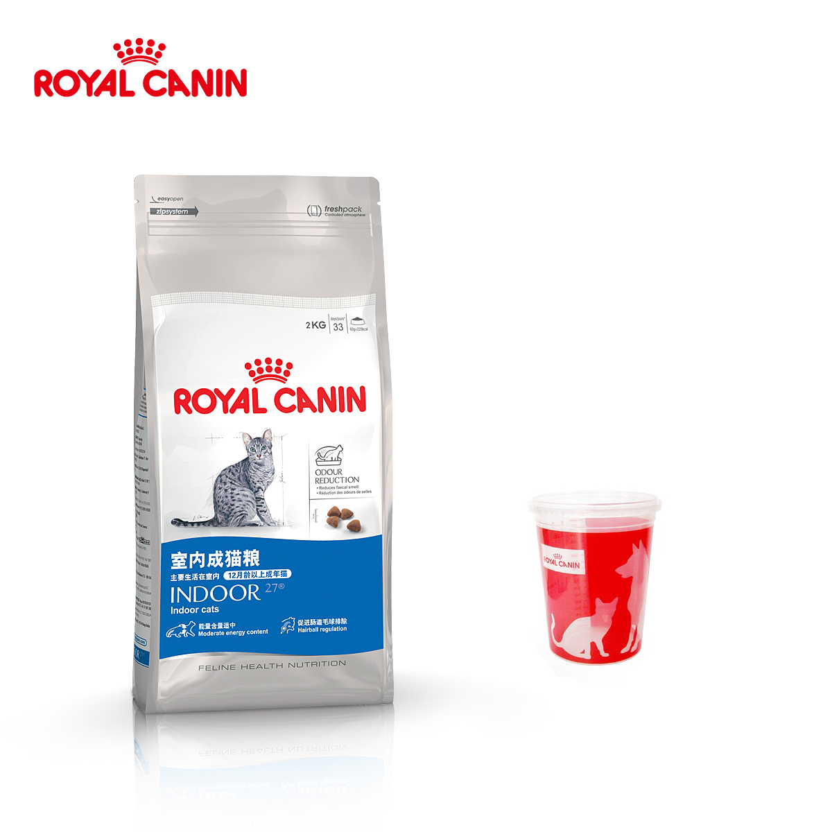 Royal Canin皇家猫粮 室内成猫粮Indoor27/2KG 送量杯 28省包邮