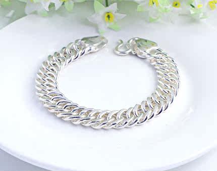 Men's Silver Bracelets Mens boys whip 999 fine silver bracelet bracelet male Korean despot handmade Wide