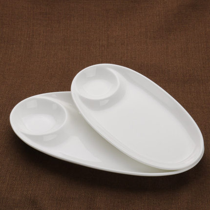 灿家 陶瓷旦形寿司格碟 寿司盘子纯白格盘 肠粉格碟子酱料碟