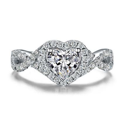 Buy Zakaly 18k gold heart-shaped diamond ring one karat diamond wedding
