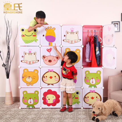 Queen's wardrobe simple child cartoon kids assemble Ikea wardrobe combination plastic baby special offer free shipping