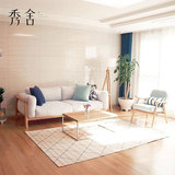 北欧布艺沙发小户型现代简约客厅白蜡木原木风格三人实木日式家具