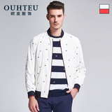 OUHTEU/欧度服饰 夹克外套A版型马术米旗印绅士白红OS【18春秋】